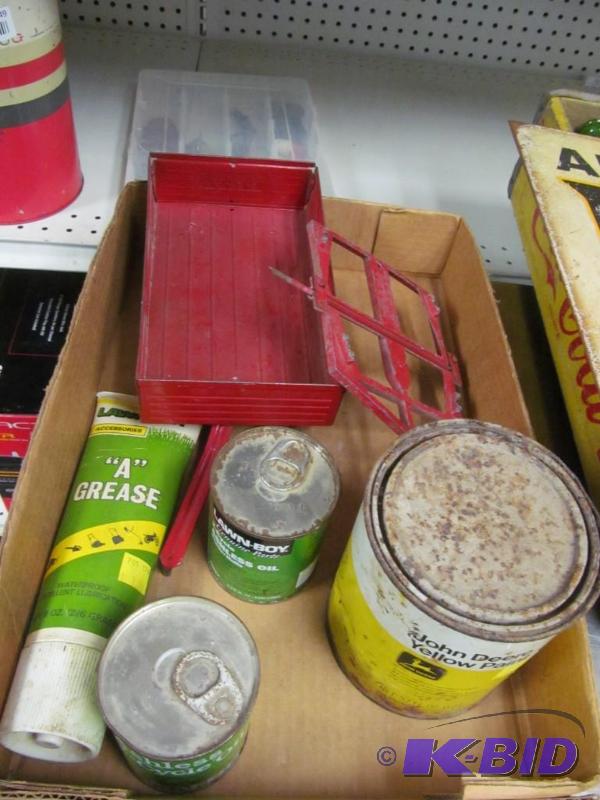 lot 45 image: Lot of John Deere paint, Lawn_Boy products and Ertl farm toys