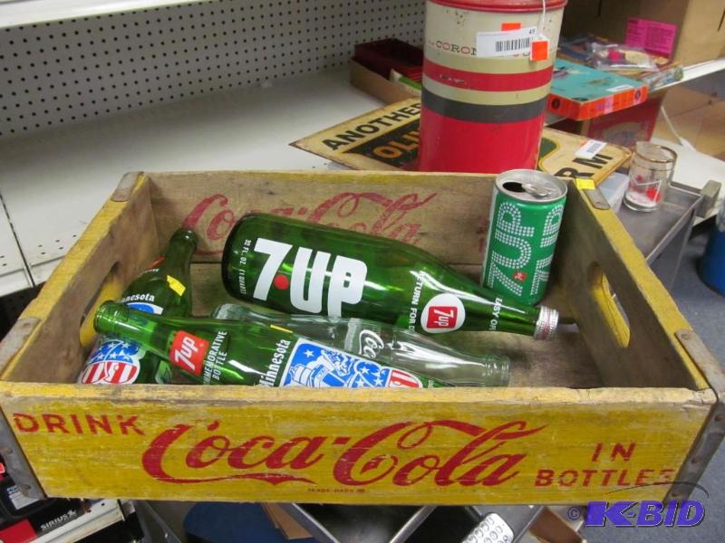 lot 46 image: Coca-Cola Wood crate and pop bottles