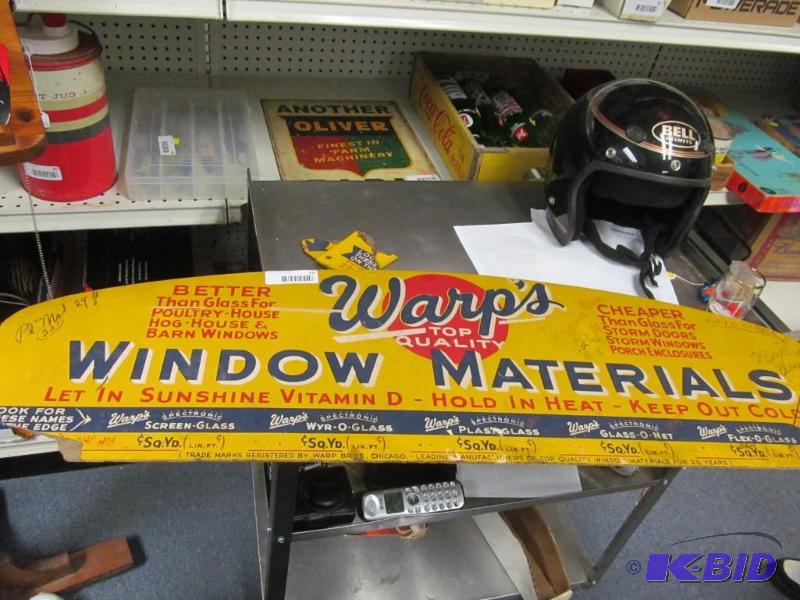 lot 59 image: Vintage Warps Window Materials sign