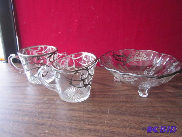 Three piece Cambridge glass &quotChantlilly&...