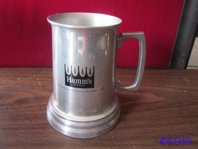 Metal clear bottle Hamms Beer mug....