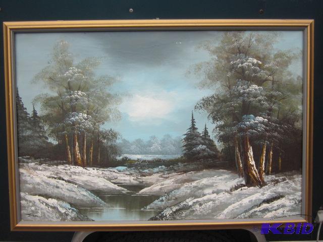 38 inch x 26 inch framed oil on canvas origin...