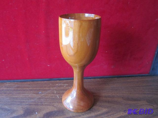 Well made, hand turned 8 inch wooden goblet, ...