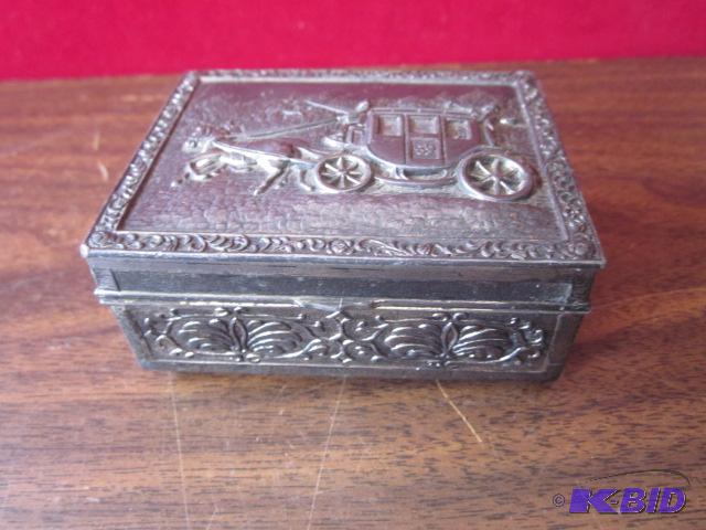 Vintage Japanese metal embossed wood lined ci...