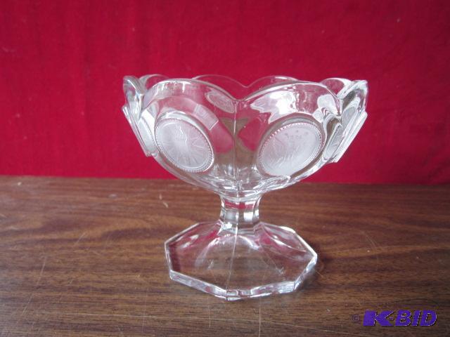 5 inch footed Fostoria Coin Glass candy dish,...