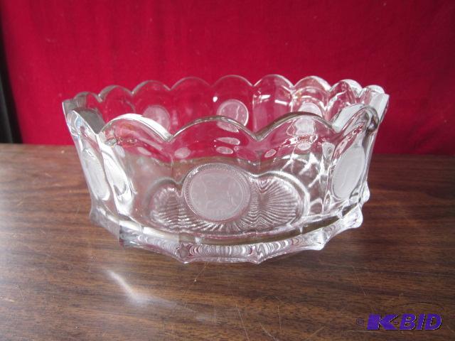 8 inch round Fostoria Coin glass bowl, no chi...