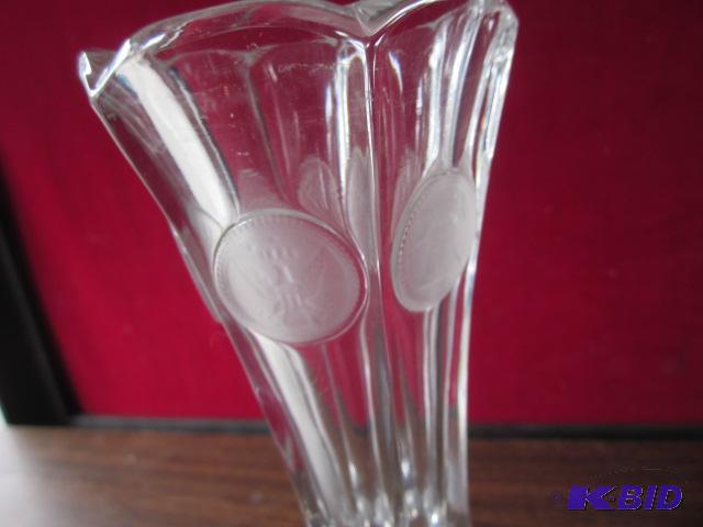 8 inch Fostoria Coin glass vase, no chips....