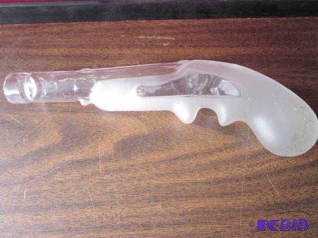 9 inch vintage glass candy container gun, mar...