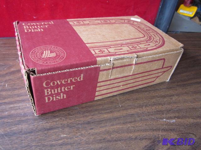 Longaberger pottery covered butter dish, new ...