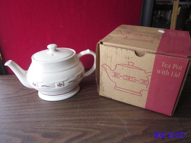 6 inch Longaberger tea pot with lid, new in b...