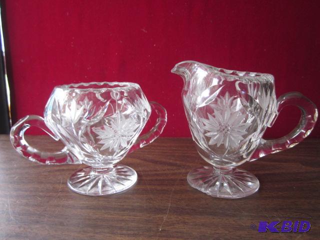 Pair of cut crystal cream and sugar.&nbsp Th...