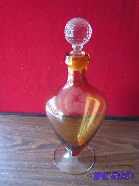12 inch auburn glass decanter with golf ball ...