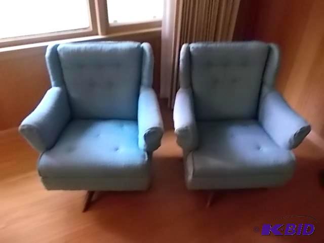 lot 1 image: Pair Of Vintage Aqua Rocking Chairs Bring H...
