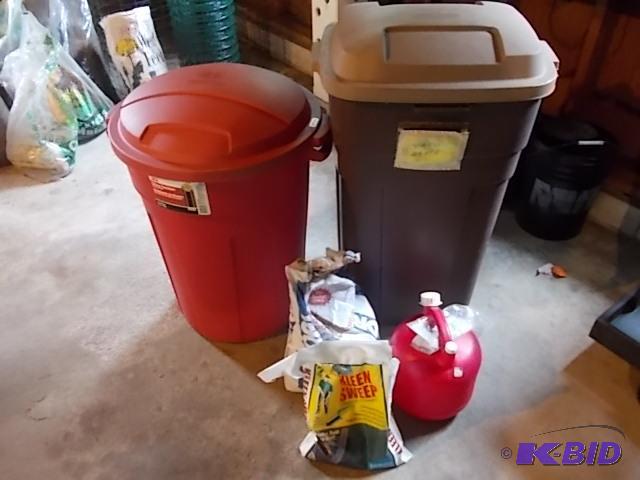 lot 101 image: 2-Garbage Cas, 2-Partial Bags Of Floor Dry, 1...