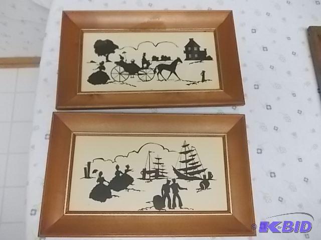 lot 20 image: 2-Vintage Silhouette Prints 15x9...