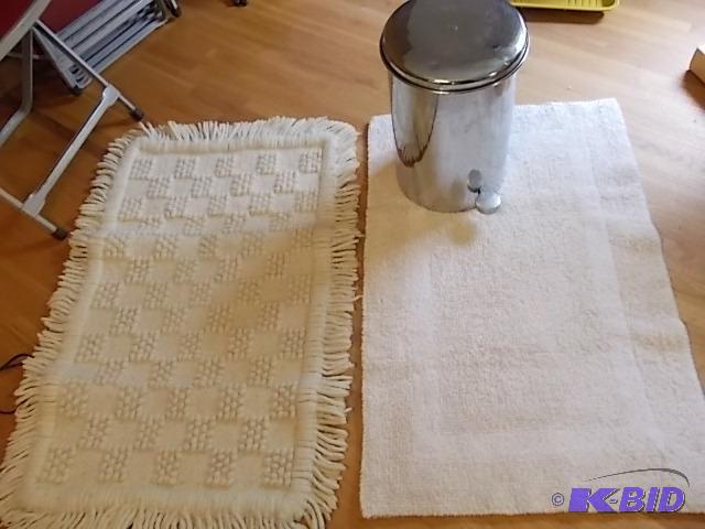 lot 29 image: 2-Rugs, 1-Stainless Steel Step-On Trash Can...
