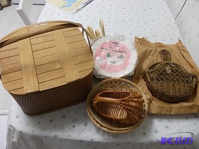 lot 43 image: Vintage Red-Man Wicker Picnic Basket & Ot...