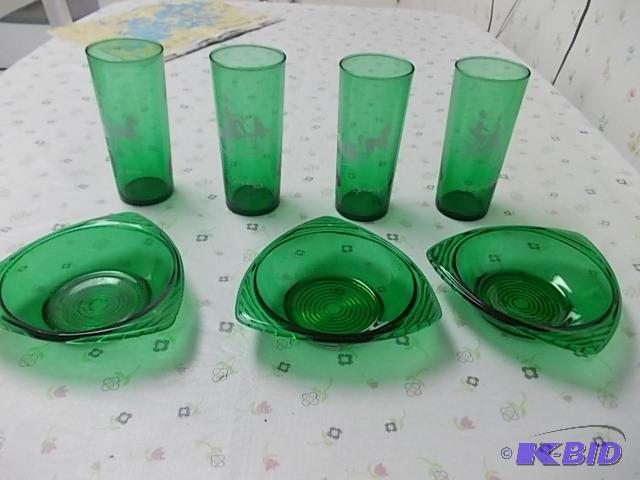 lot 49 image: Lot Of Green Glassware...