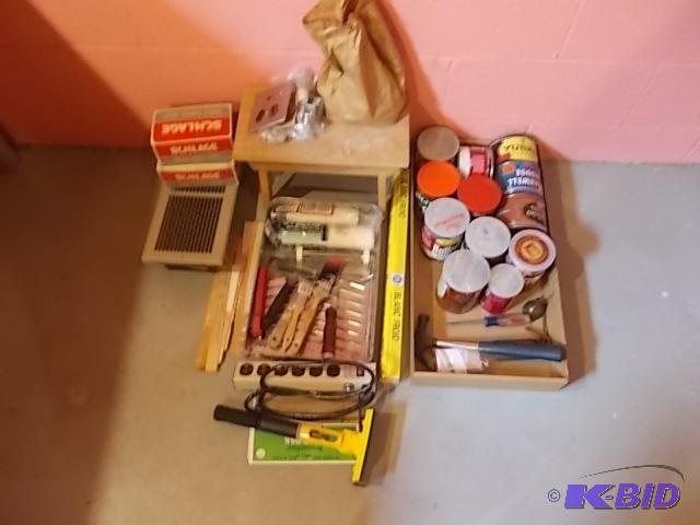 lot 75 image: Lot Of Hardware, Door Knobs, Painting Supplie...