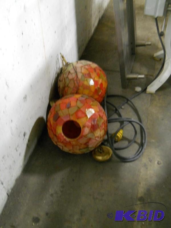 2 Vintage Orange Hanging Lamps