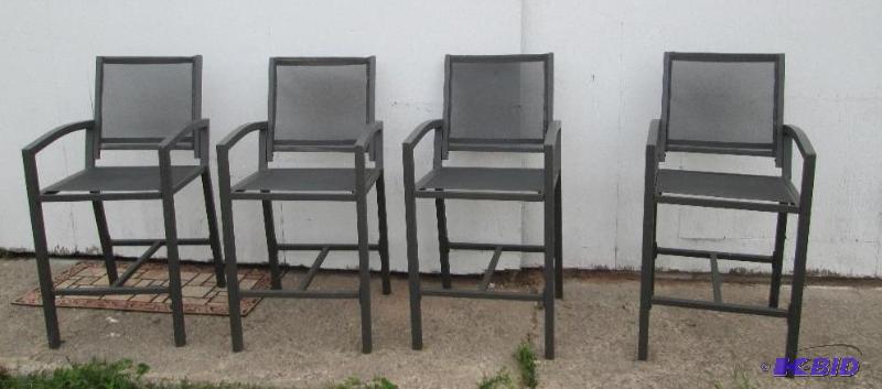 Set of 4 metal frame patio chairs with mesh s...