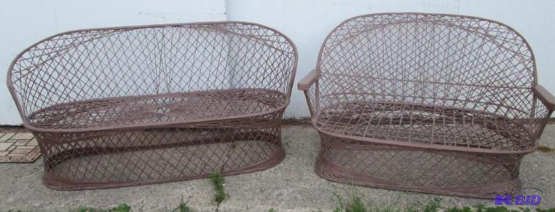 Set of brown woven fiberglass patio furniture...