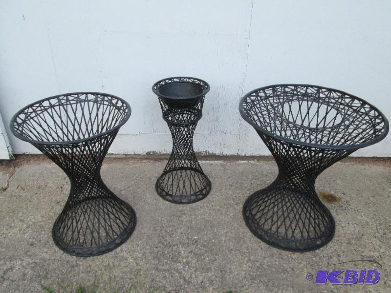 Set of black woven fiberglass patio furniture...