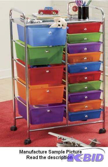 lot 103 image: 15 Drawer Rolling Multicolored Organizer Cabi...