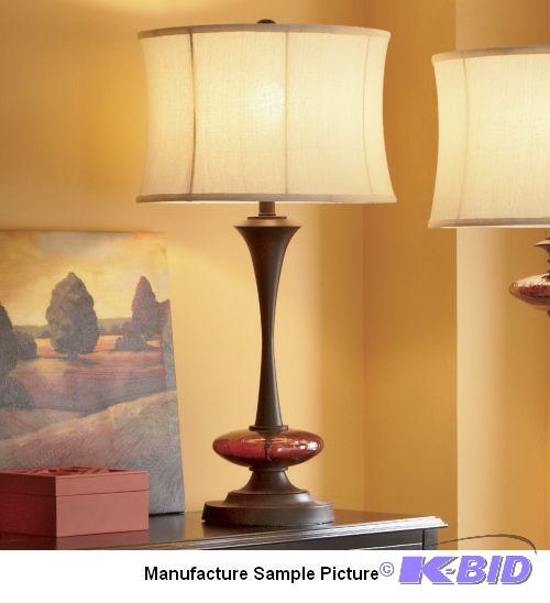 lot 106 image: Amber Crackled Glass Table Lamp -&nbspCrackl...