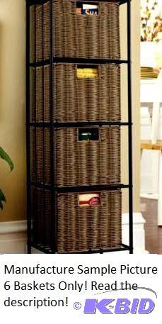 lot 129 image: Lot of 6 Brown Vinyl Woven Baskets - Each are...