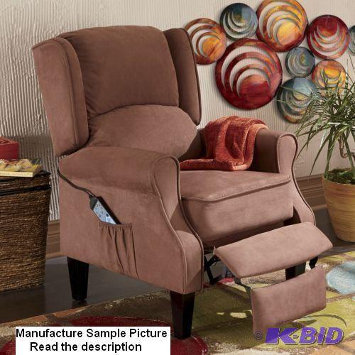 lot 81 image: Dark Brown Wingback Recliner Massage Chair  -...