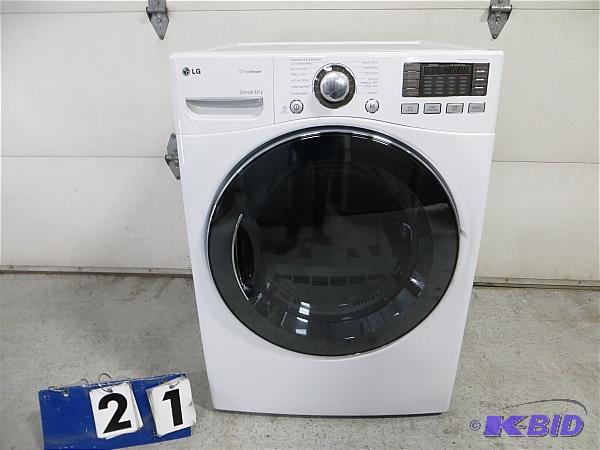 lot 21 image: New LG Steam Dryer Series DLGX3471W  Whi...