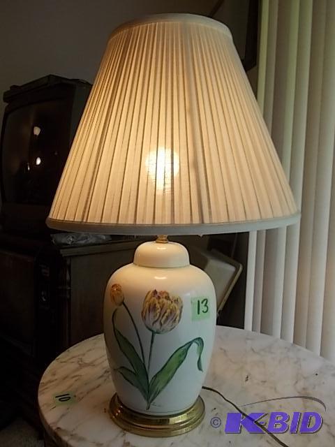 lot 13 image: Ceramic Lamp With Shade 26"...