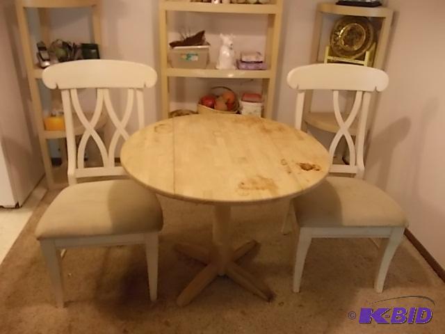 lot 14 image: 36" Round Drop Leaf Table With 2-Chairs...