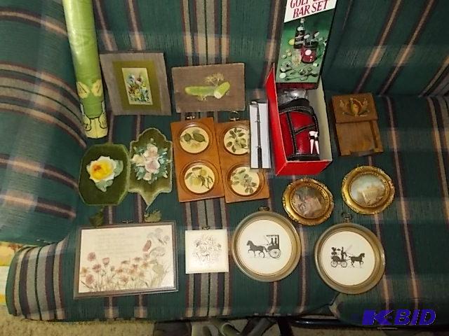 lot 28 image: Lot Of Vintage Pictures, Bar Set, Misc...