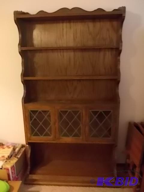 lot 31 image: 5-Tier Shelf With Lead Glass Doors 45x82x15&n...