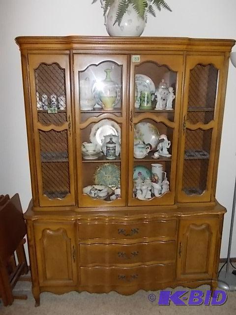 lot 37 image: 1-Piece China Hutch (57x74x16) Top Has 2-Glas...