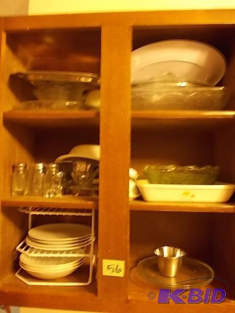 lot 56 image: 2-Cupboards Of Dishes, White Correlle Dishes,...