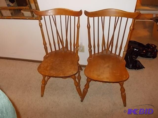 lot 9 image: Pair Of Wood Chairs...