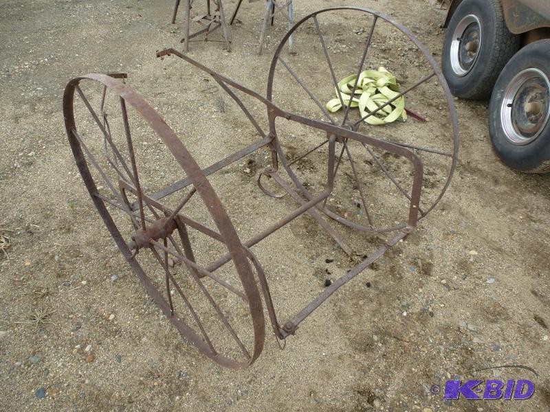 Antique Cream can cart Steel wheel cart need...
