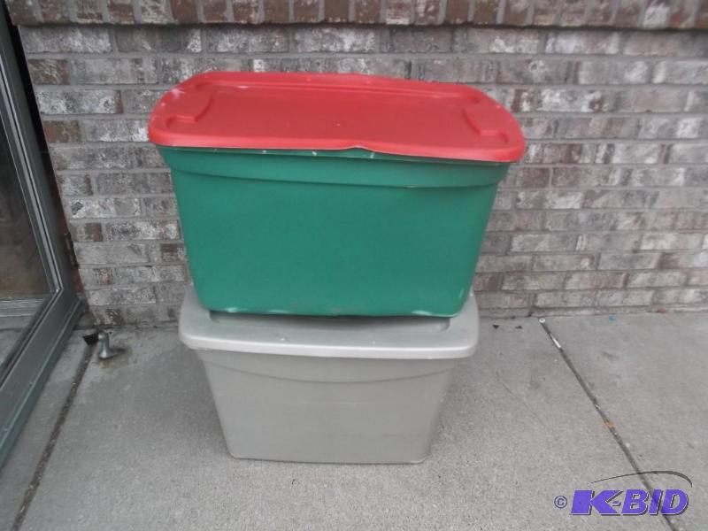 lot 119 image: Pair Of Storage Bins With Lids, Some Wear, 20...