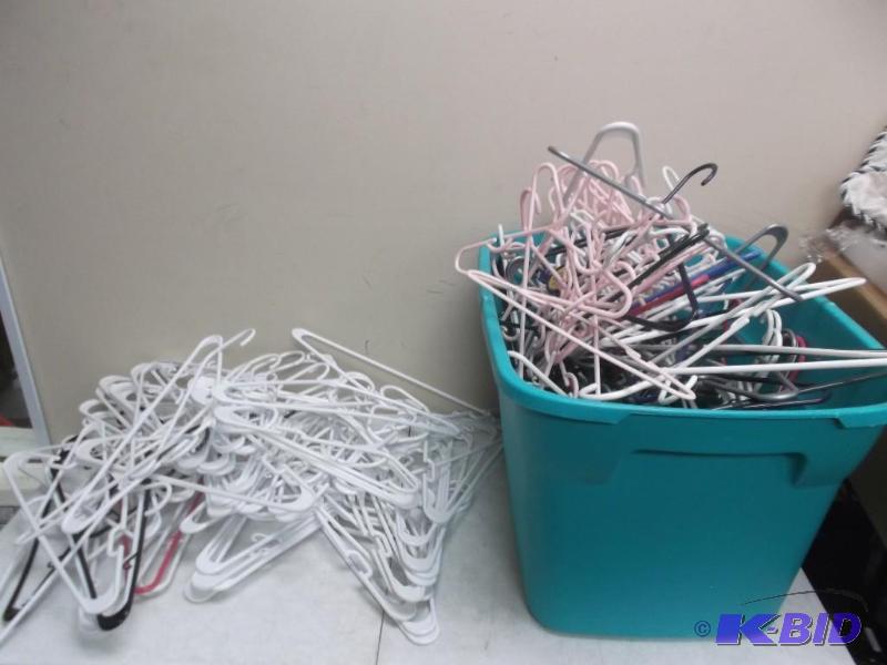 lot 123 image: Lot Of Plastic Hangers In Bin And Box...