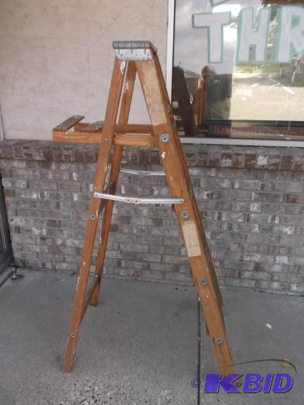 lot 13 image: 5 Foot Wood Folding Ladder...