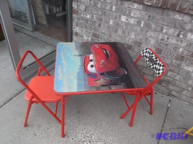 lot 20 image: Kids Cars Folding Table And Chairs, Show Wear...