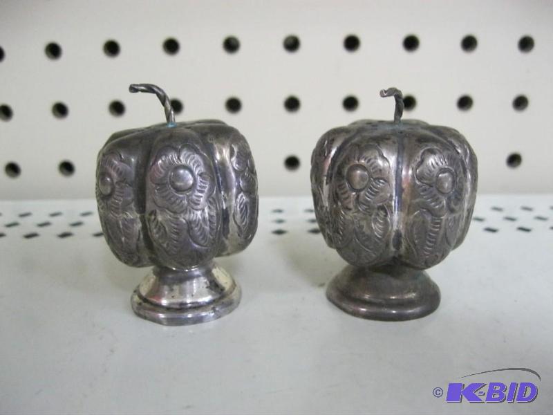 lot 203 image: Pair Of Salt And Pepper Shakers, Marked Sterl...