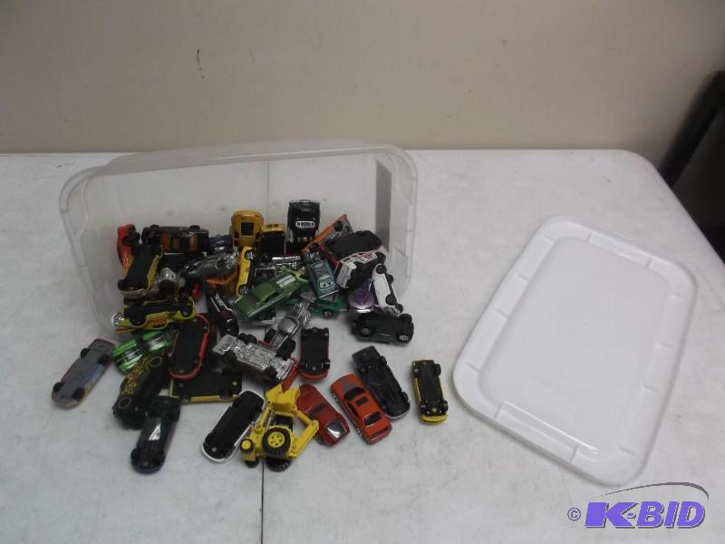 lot 50 image: Small Bin Filled With Toy Cars...