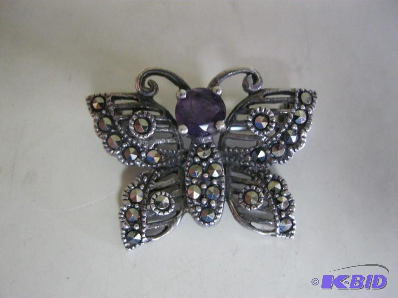 lot 62 image: Small Silver Butterfly Pin...