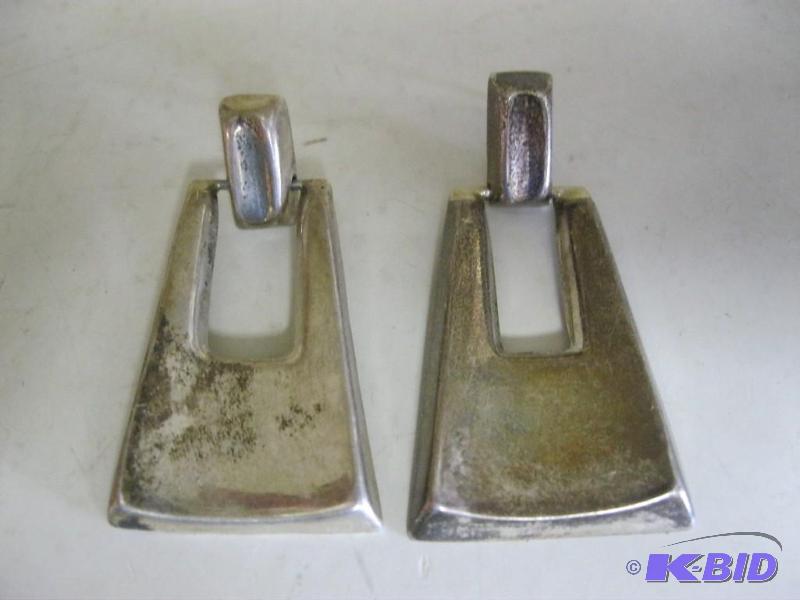 lot 63 image: Pair Of Silver Earrings...