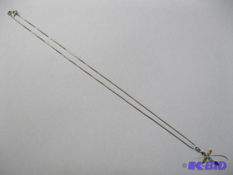 lot 91 image: Necklace And Colored Stone Cross Pendant...