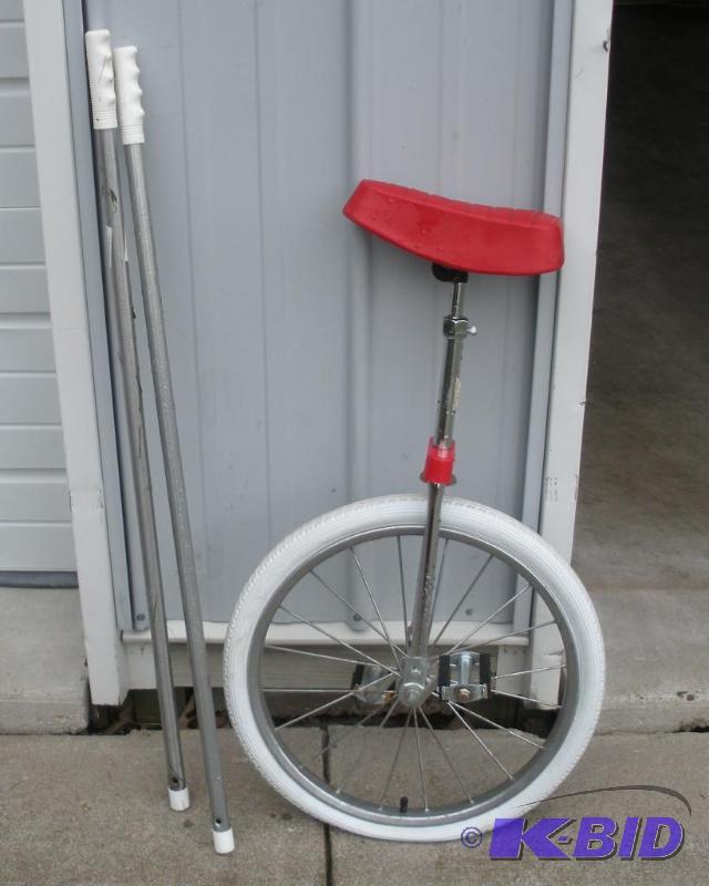lot 010 image: Adjustable Height Unicycle with Balance Poles